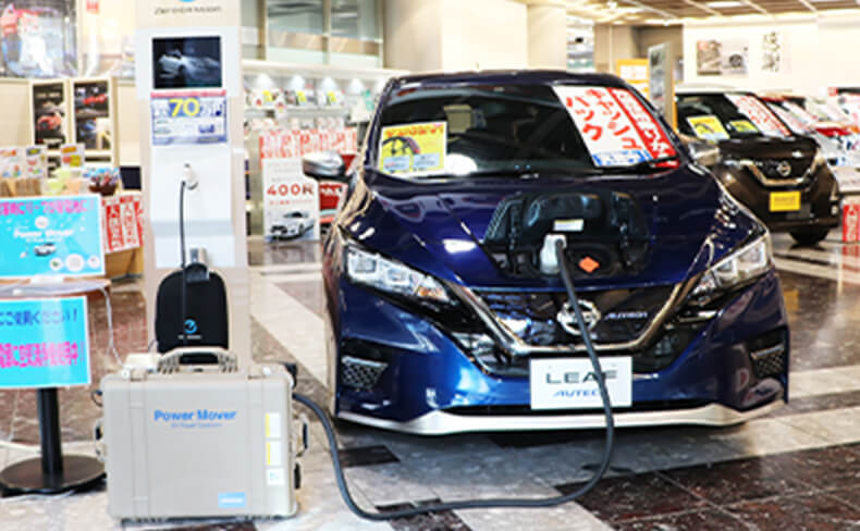 Power Mover EVPower Station units (portable power supply units) deployed at 83 dealerships in Tokyo. These stations are used as emergency power sources for stores and local residents in the event of power outages due to disasters and other emergencies